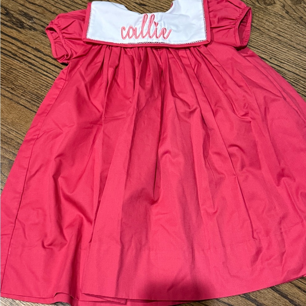 LIKE NEW! The Proper Peony Hot Pink Smocked Collar Dress - CALLIE 3T w/ long hem